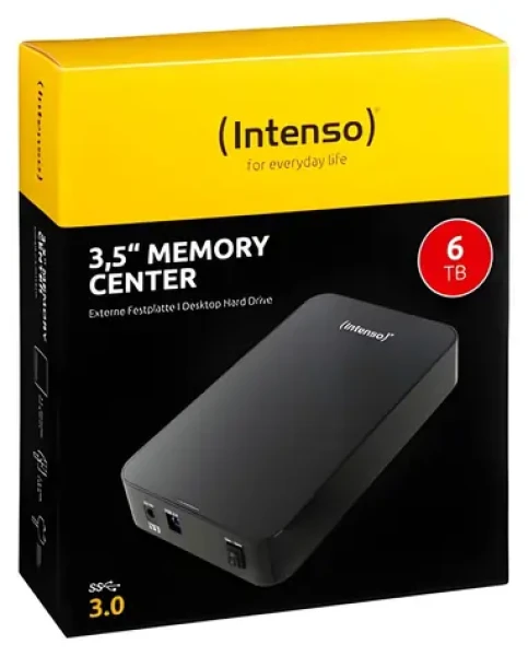 INTENSO Memory Center 6TB čierna / Externý disk / 3.5" / USB 3.0 / R:85MBs / W: 75MBs (6031514)