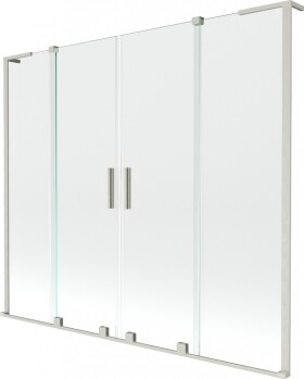 MEXEN/S - Velar L Duo dvojkrídlová posuvná vaňová zástena 170 x 150, transparent, nikel kartáčovaný 896-170-003-02-97