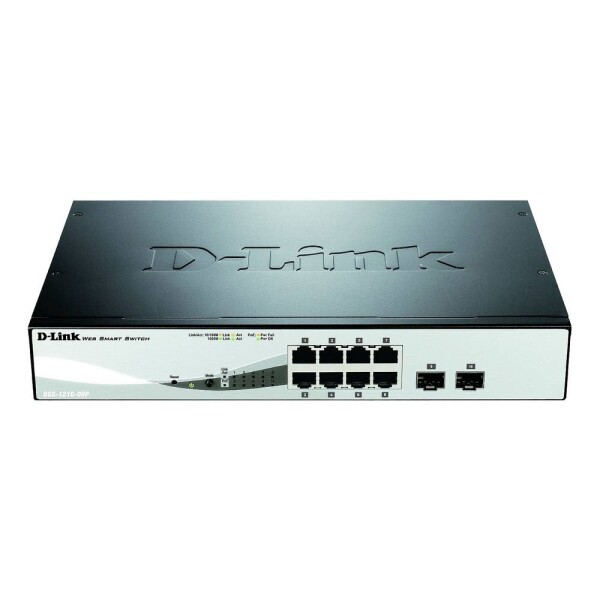 D-Link DGS-1210-08P/E sieťový switch RJ45 / SFP 8 + 2 porty 20 GBit/s funkcia PoE; DGS-1210-08P/E