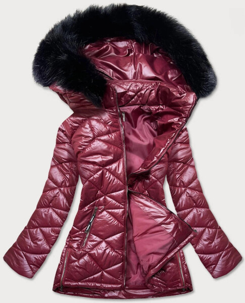 Dámske plus size sako vo vínovej farbe na prechodné obdobie (mm21-76) odstíny červené 46