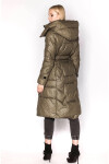 Olivová pérová bunda so stojačikom a kapucňou (ag2-j82) odstíny zelené XL (42)