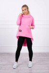 Dámska predĺžená mikina s kapucňou 9116 Pink - K-Fashion UNI růžová