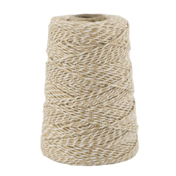 Chic Antique Jutový špagátik 160 m – White / Beige / Gold thread