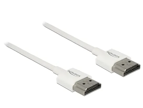 DeLock HDMI-A 0,25m biely / HDMI kábel / High Speed s Ethernetom / 4K 3D / 18 Gbit / s (85120)