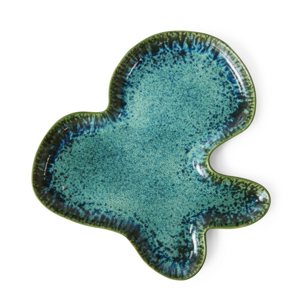 HK living Kameninový tanier Shell Teal