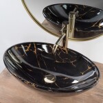 REA - Umývadlo na dosku Pamela Black Marble Shiny REA-U5067