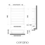 CERANO - Elektrický sušiak uterákov Ricardo, s displejom - 126 W - biela lesklá - 660x550 mm LIV-W-ED-7-55