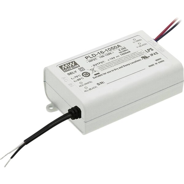 MEAN WELL PLD-16-350B LED driver konštantný prúd 16 W 0.35 A 24 - 48 V/DC bez možnosti stmievania; PLD-16-350B