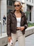 Dámska prechodná krátka bunda s odnímateľnou kapucňou hnedá FashionStreet TY5669 M