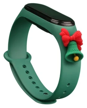 Hurtel Strap Xmas tmavo zelená / Remienok / XIAOMI Mi Band 3/4 / s rolničkou