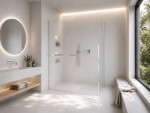 CERANO - Sprchová zástena Walk-in Crystal TL/P - 8 mm - bezvzperový systém + polička/držiak na uteráky - chróm, mliečne sklo - 160x70x200 CER-8050BD6417