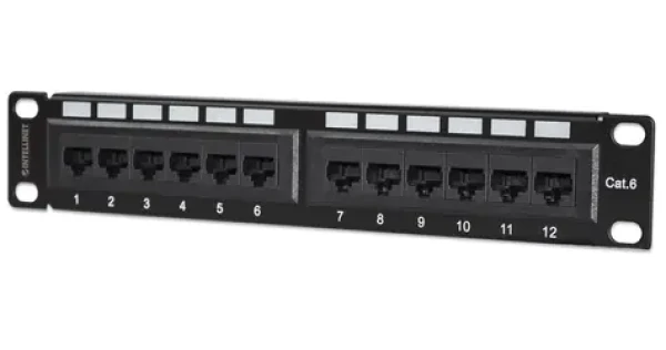Intellinet patch panel Cat6 UTP čierna 12 portov / Patch panel / RJ-45 / 10 "/ 1U (720748)