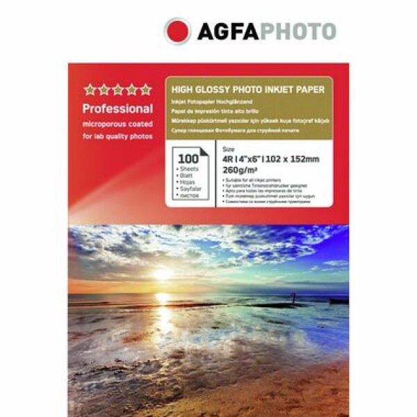 AGFAPHOTO Professional Photo Paper 260 g 10x15 cm (lesklý) 100ks / Fotopapier / lesklý (AP260100A6N)