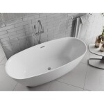 MEXEN/S - Luvo Slim voľne stojaca vaňa 170 x 75, biela, sifón a prepad chróm 52801707500-01
