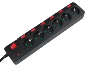 LogiLink LPS233 čierna / Predlžovací kábel / 6x zásuvka / 1,5 m / 230V-16A / LED kontrolka (LPS233)