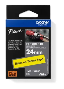 Brother TZe-FX651 žltá / Páska na označenie káblov / čierna tlač / 24 mm / 8 m / flexibilná (TZEFX651)