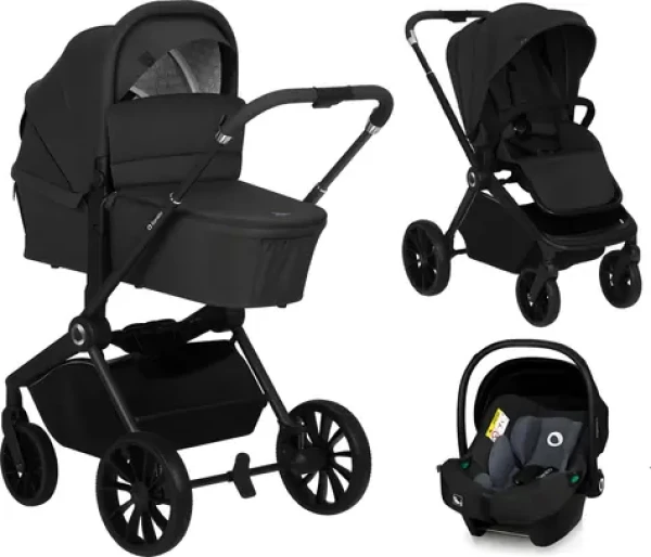 Lionelo Kočík kombinovaný Mika PLUS 3v1 Black Onyx / Hliníkový rám / Nosnosť do 22 kg / Autosedačka do 13 kg (LO-MIKA PLUS 3IN1 BLACK ONYX)