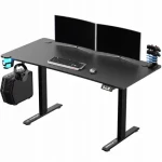 Ultradesk LEVEL V2 čierna / Herný elektricky nastaviteľný stôl / 140 x 68 x 72-117 cm / držiak slúchadielnápojov (UDESK-LVA-BLANK)
