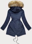 Tmavomodro-šedá obojstranná dámska zimná bunda s kapucňou (w210) odstíny šedé M (38)