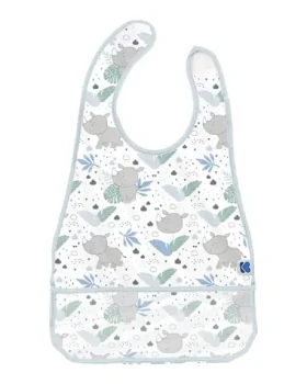 KikkaBoo Podbradník plastový s vreckom Savanna Pattern Blue / Rozmery: 28.5 x 46 cm / Vhodné pre deti od 4 mesiacov (31303030040KB)