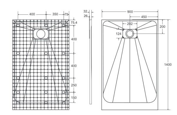 BESCO - Obdĺžniková sprchová vanička VEXO - čierna - Farba - Čierna , Nožičky k vani - Bez nožičiek, Rozmer A - 140, Rozmer B - 90 VEXOOBD1490B