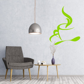 Veselá Stena Samolepka Šálka s čajom Farba: zelená, Veľkosť: 100 x 126 cm