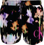 Pánske plavky SHORT DRAWSTRING KM0KM00968 0GJ čierne farebným vzorom Calvin Klein