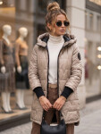 Dámska prešívaná prechodná bunda s kapucňou v kamelovej farbe od FashionStreet TY5790 M