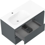 MEXEN/S - Orio kúpeľňová skrinka 90 cm s umývadlom Vela ľavá, 2S, 1D, grafit mat/biela mat 91A13-09047-3-BBFFF66-W23L01