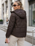 Dámska prechodná krátka bunda s odnímateľnou kapucňou hnedá FashionStreet TY5669 M