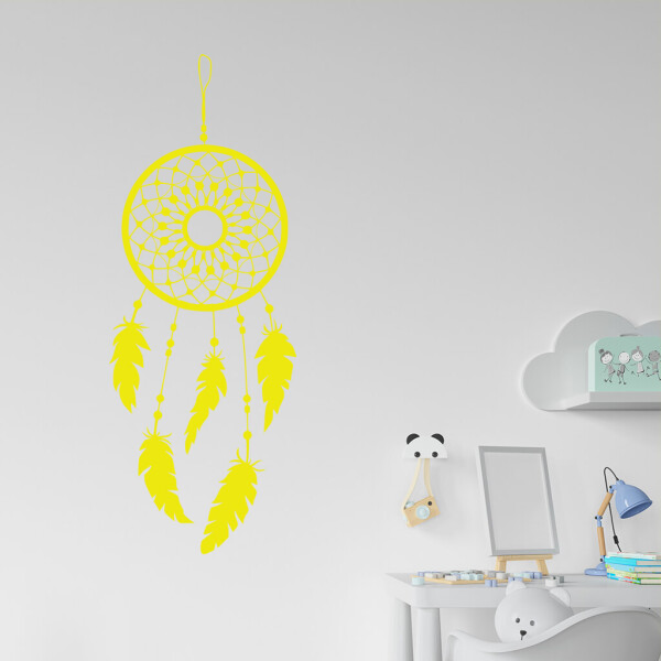 Veselá Stena Samolepka Lapač snov ornament Farba: žlutá, Veľkosť: 40 x 107 cm