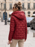 Dámska prešívaná prechodná bunda s kapucňou, bordová, FashionStreet TY5885 L