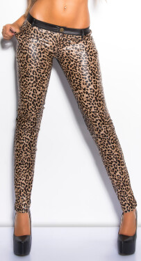 Sexy KouCla wetlook-pants with leoprint blackleo XL