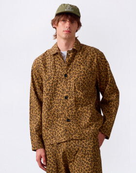 Service Works Patterned Easy Chef Shirt Brown Leopard XL