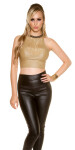 Sexy KouCla Crop Top leather look with deco chain