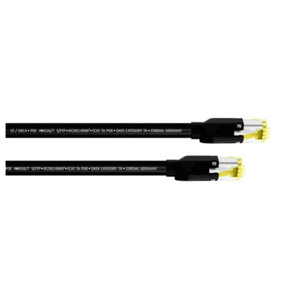 Cordial 15574 RJ45 sieťové káble, prepojovacie káble CAT 7a S/FTP 0.30 m čierna krytie PUR 1 ks; 15574