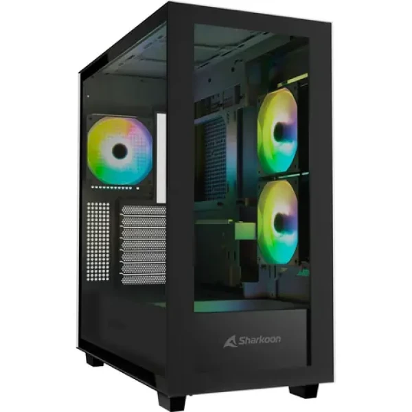 Sharkoon Rebel C60 Black RGB čierna / ATX / 2x USB 3.2 / 1x USB-C / 3x 120mm / bez zdroja / priehľadná bočnica (4044951040032)