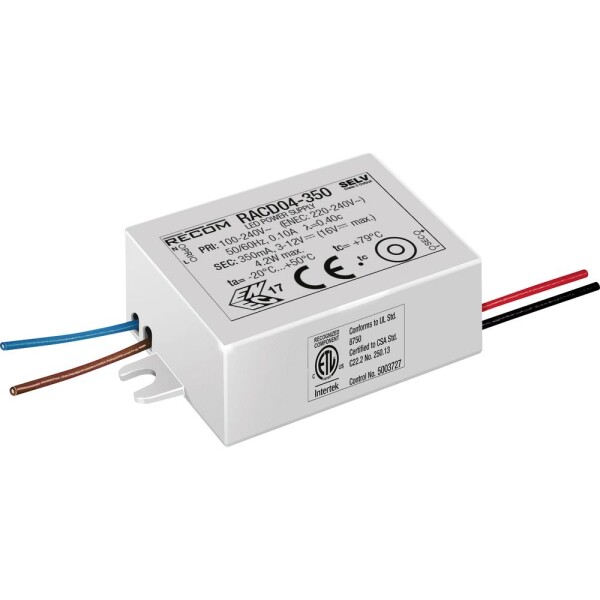 RECOM LED driver 4.2 W 350 mA 3 - 12 V/DC; RACD04-350