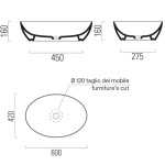 GSI - PURA keramické umývadlo na dosku 60x42cm, biela mat 884209