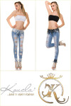 Sexy KouCla Skinny Jeans destroyed look lace