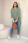 Bavlnená mušelínová košeľa oversize khaki UNI
