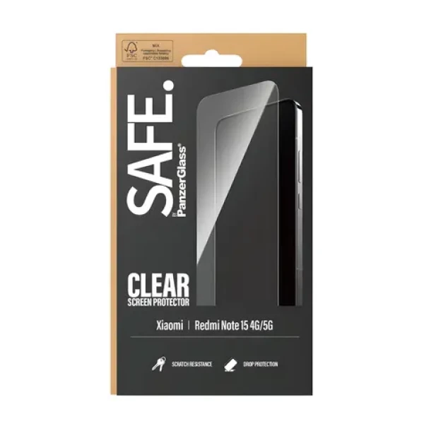 PanzerGlass SAFE UWF pre XIAOMI Redmi Note 15 4G/5G čierna / Tvrdené sklo / Plne nalepovacie / 0,4 mm / 11 g (SA22448)
