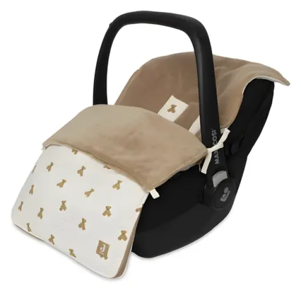 Jollein Fusak do autosedačky Mini Teddy Bear Waffle / od narodenia / 42×82 cm / bavlna + fleece (025-811-68165)