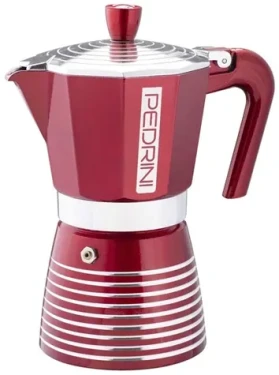 Pedrini Infinity červená / Moka kanvička / 0,3 l / 6 šálok / hliníkové telo s glazúrou (100002164141)
