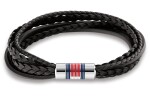 Tommy Hilfiger Luxusný pánsky náramok z čiernej kože Multi Layer 2790426