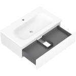 MEXEN/S - Rivel kúpeľňová skrinka 80 cm s umývadlom Vela, 1 šuplík, reliéf, biela mat 91A20-08023-1-BF01-W23M01