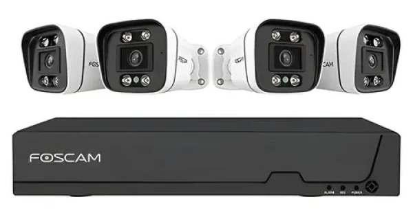 Foscam FNA 108 E B4 2T čierno-biela / Kamerový set / NVR 8 kanálov / 4X kamera 4K / PoE / HDD 2TB (FNA 108 E B4 2T bk)