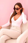 Dámska blúzka s dlhým rukávom a hlbokým výstrihom candy pink UNI