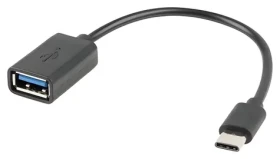 Lanberg AD-OTG-UC-01 čierna / OTG kábel / USB-A (F) - USB-C (M) / USB 2.0 / 0,15 m (AD-OTG-UC-01)