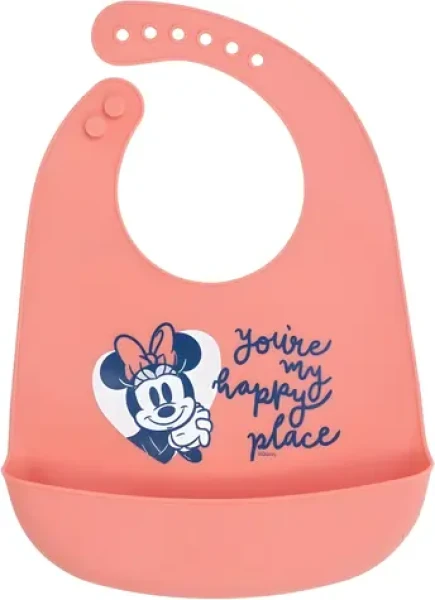 STOR Silikónový podbradník Minnie / Podbradník / Silikón / Vrecko na zvyšky jedla / Bez BPA (10729)